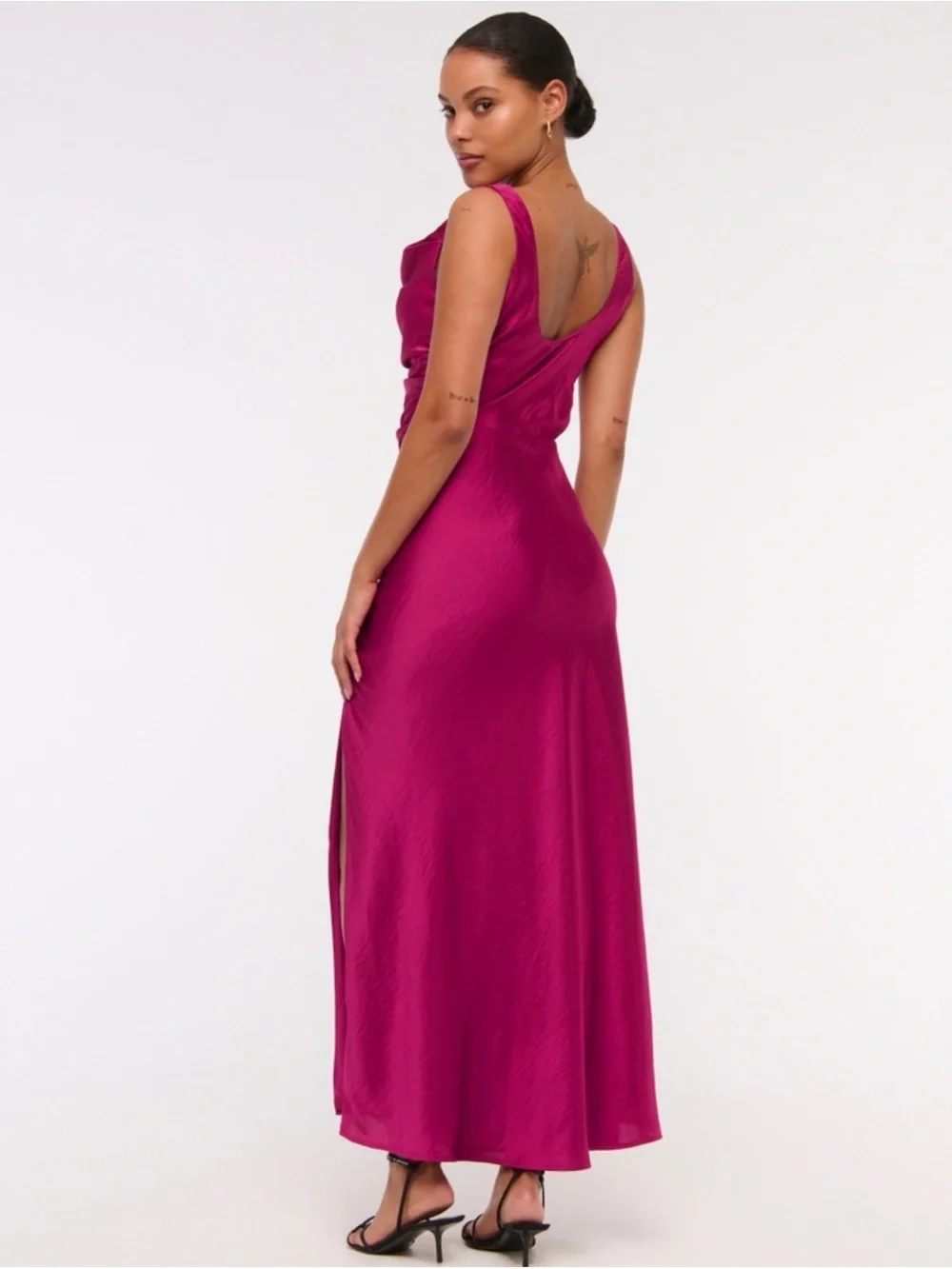 NWT Abercrombie Women's Fuchsia Cowl Neck Ruched Gown
